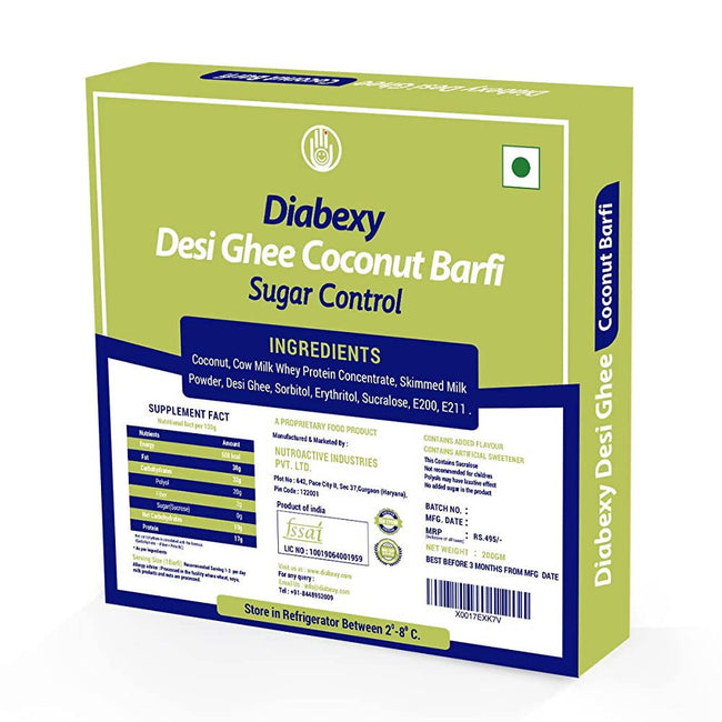 Diabexy Desi Ghee Sugar Free Coconut Barfi for Diabetics Main Image