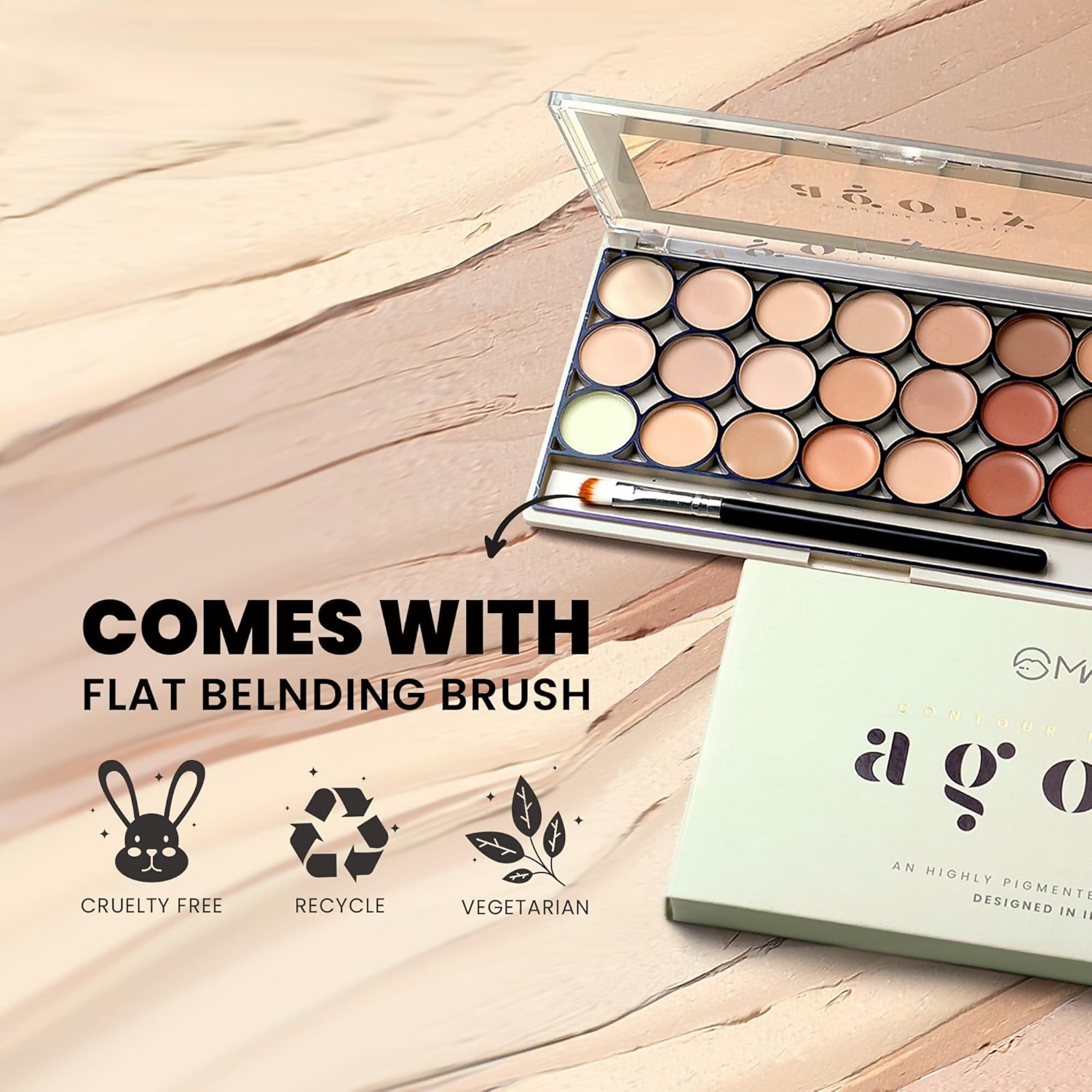 MARS Cosmetics 24 Shade Agory Cream Contour Palette With Brush - Shade-02