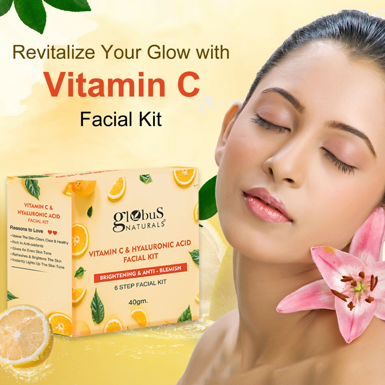 Globus Naturals Vitamin C & Hyaluronic Acid Facial Kit
