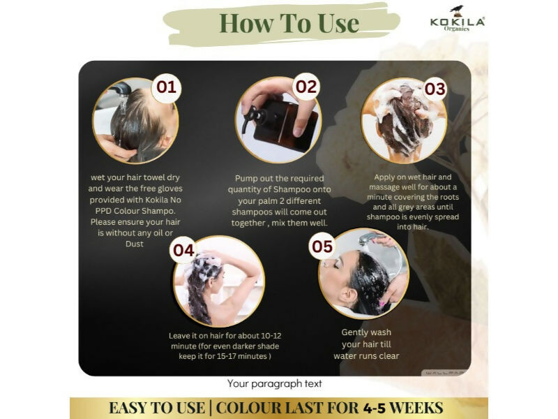 Kokila Organics Hair Color Shampoo With Natural Extracts - Dark Brown