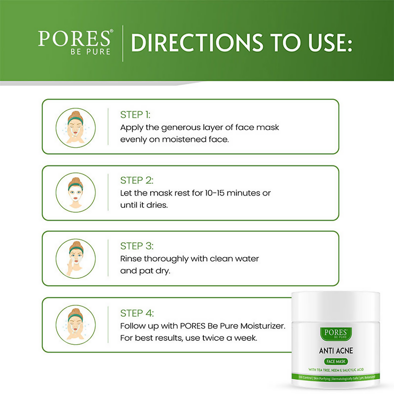 Pores Be Pure Anti Acne Face Pack With Salicylic Acid, Neem & Tea Tree