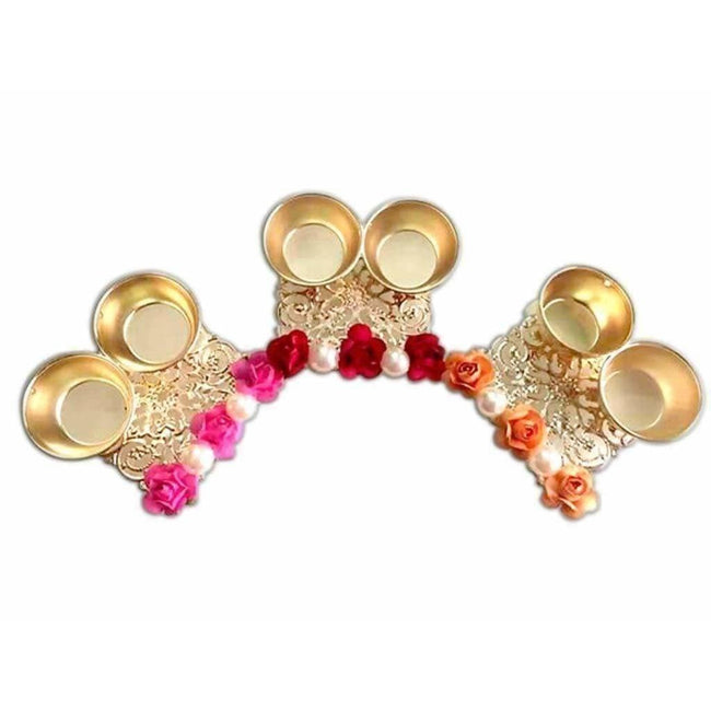 Fancy Haldi and Kumkum Holders With Roses and Pearls - 1 Piece - Limited Time Offer Hover Image