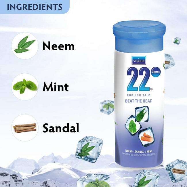 VI-JOHN 22 Degree Cooling Talc Beat the Heat Neem,Sandal and Mint Main Image