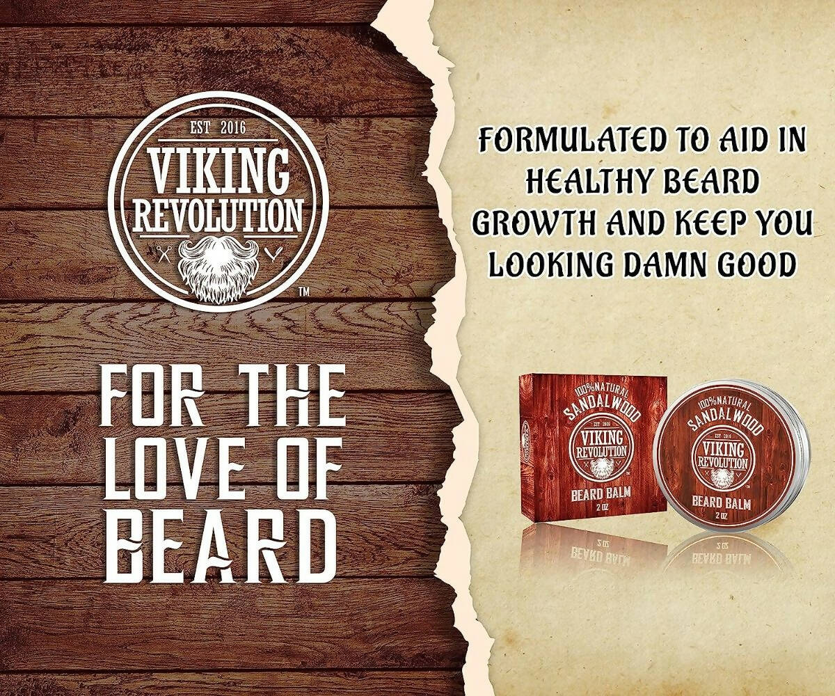 Viking Revolution Beard Balm with Sandalwood Scent and Argan Jojoba Oils