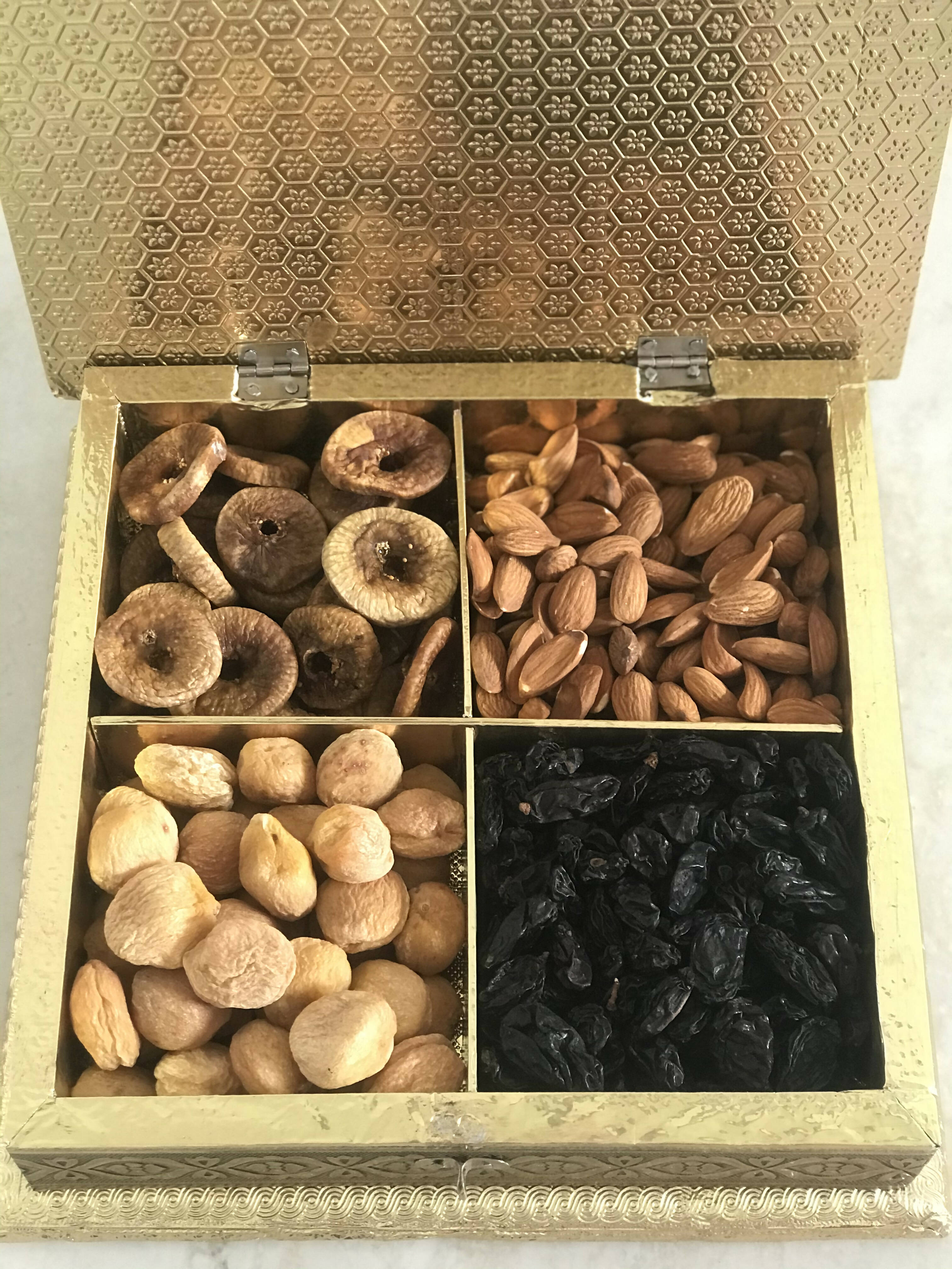 SK Mithaii | Assorted Peacock Design Dry Fruit Box | Almonds | Apricots | Figs | Black Resins