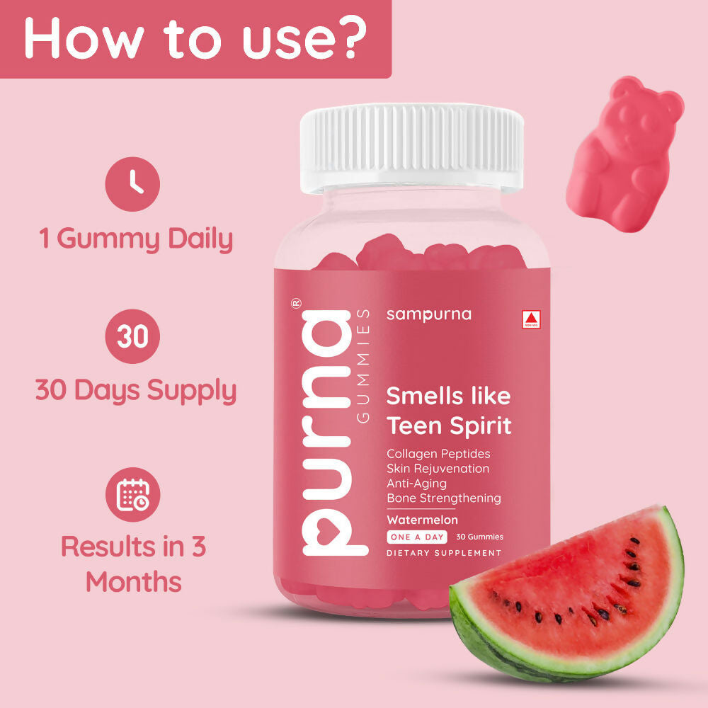 Purna Sampurna Smells Like Teen Spirit Collagen Peptides Gummies - Watermelon