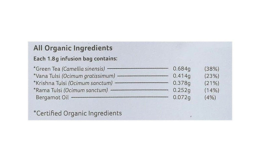 Organic India Tulsi Green Tea Earl Grey 25 Tea Bags