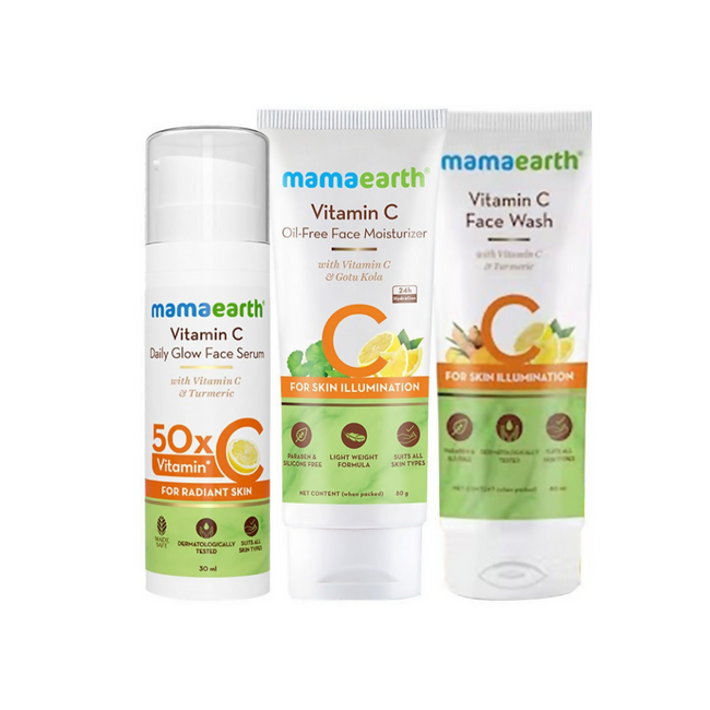 Mamaearth CSM (Cleanser, Serum, Moisturizer) Vitamin C Glow Regimen Combo Hover Image