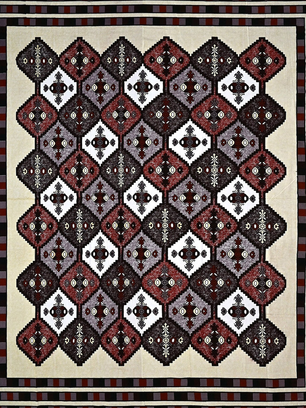 Spangle White & Maroon Ethnic Motifs 260 TC Cotton King Bedsheet with 2 Pillow Covers