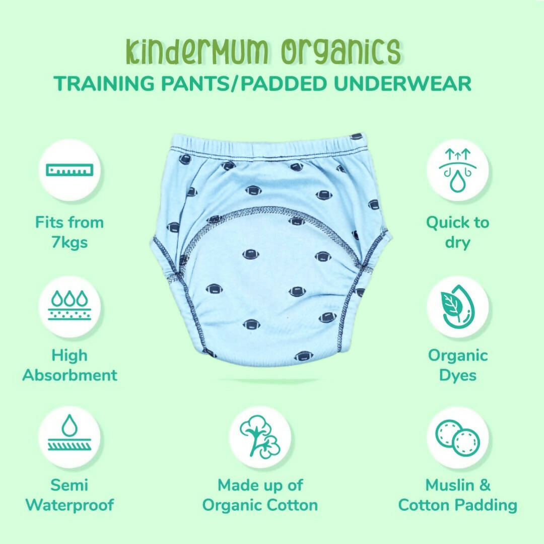 Kindermum Cotton Padded Pull Up Training Pants/ Padded Underwear For Kids Rugby Sparrow-Set of 2 Pcs
