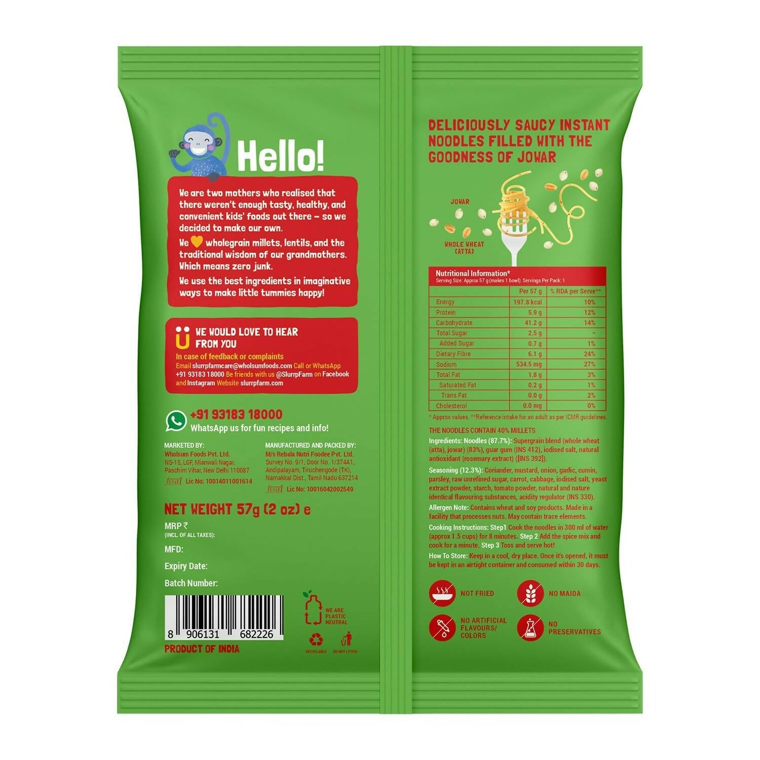 Slurrp Farm No Maida Instant Millet Noodles Combo