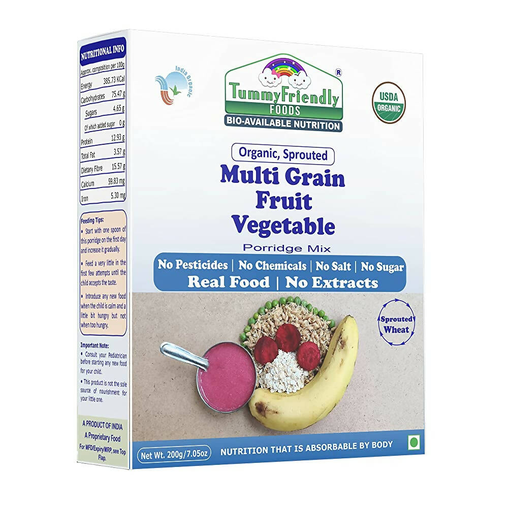 TummyFriendly Foods Organic Sprouted MultiGrain Fruit Vegetable Porridge Mix