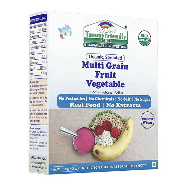 TummyFriendly Foods Organic Sprouted MultiGrain Fruit Vegetable Porridge Mix Hover Image