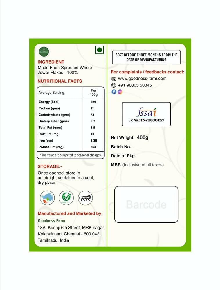 Goodness Farm Jowar Flakes/Sorghum Flakes
