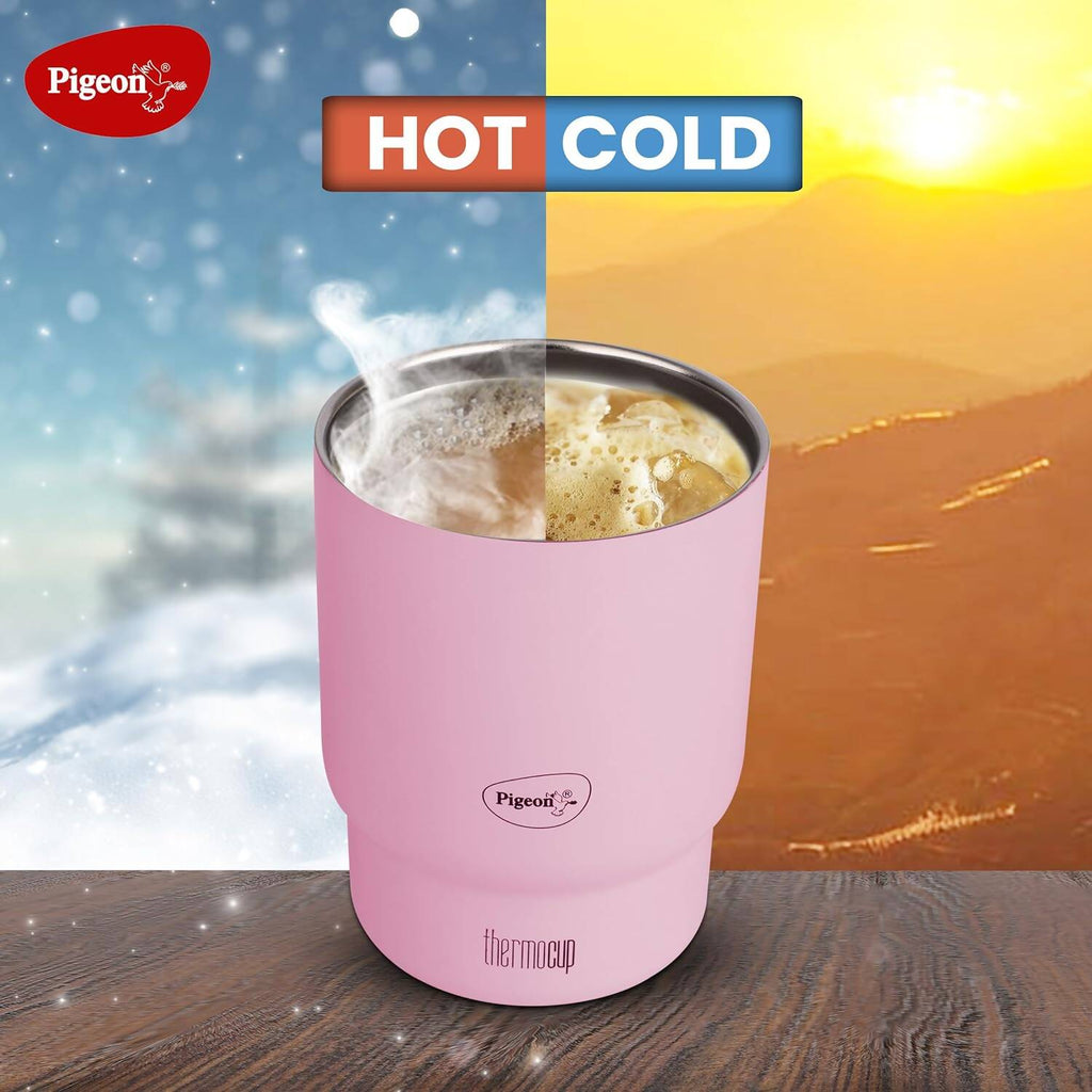 Pigeon Thermocup Stainless Steel Vacuum Insulated Coffee Cup Tumbler - 350ml (Pink)