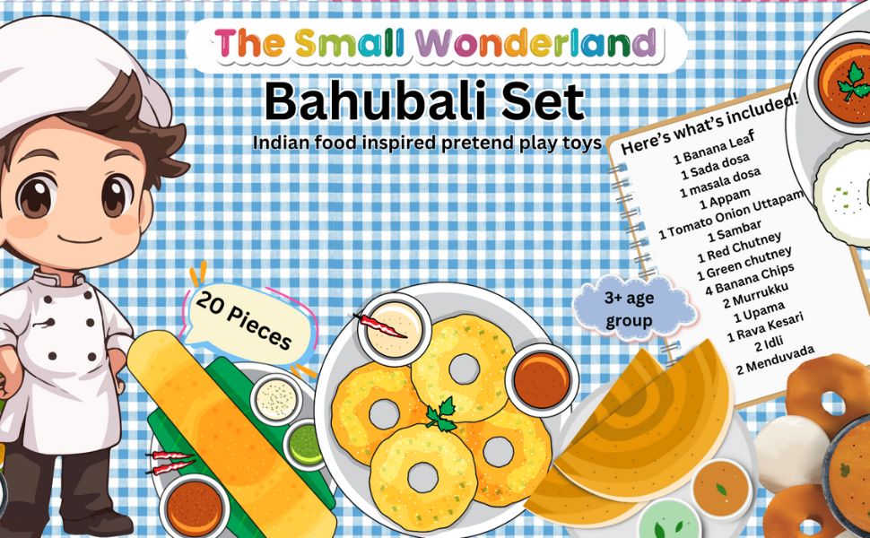 The Small Wonderland Bahubali Set-20 Piece Set-South Indian food inspired Pretend Play Food Toys