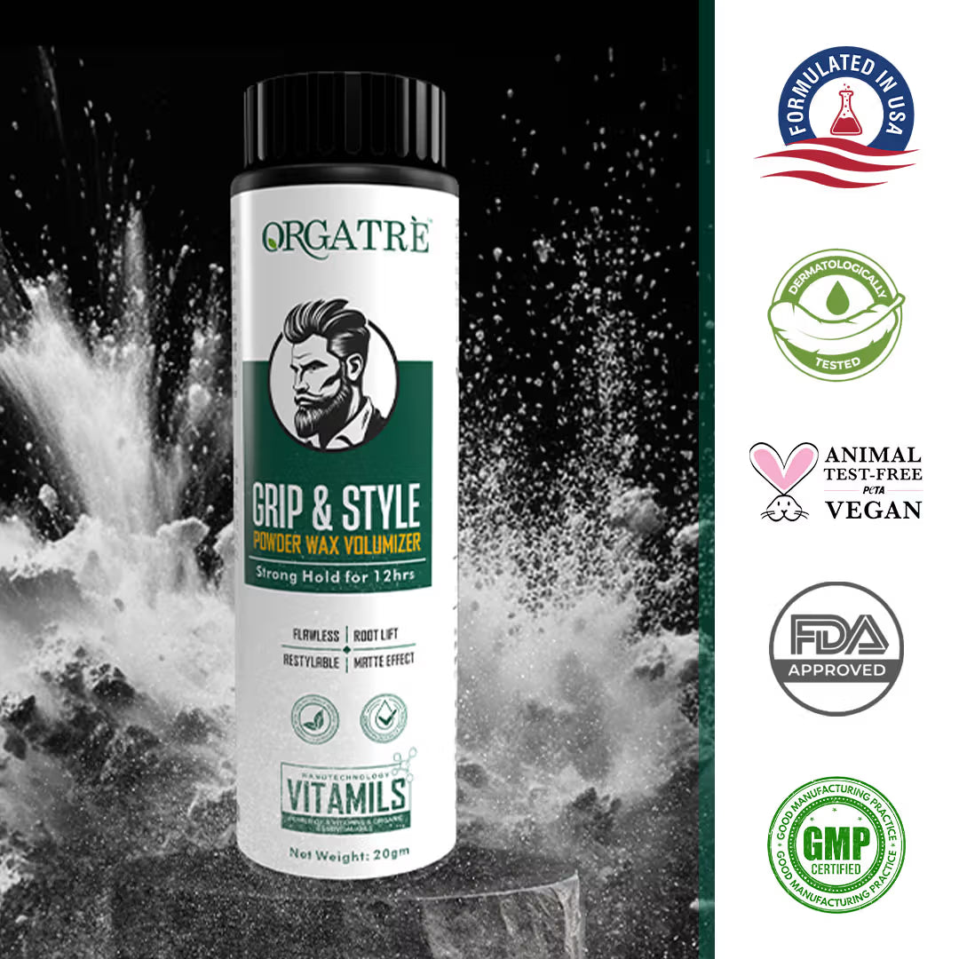 Orgatre Grip And Style Hair Volumizing Powder Wax, Strong hold For 12 Hrs Hair Wax