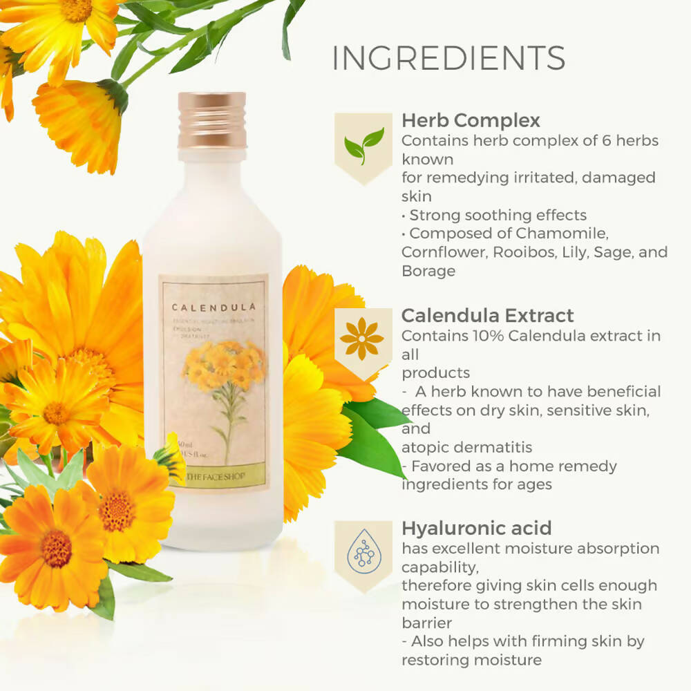 The Face Shop Calendula Essential Moisture Emulsion - Korean Skincare