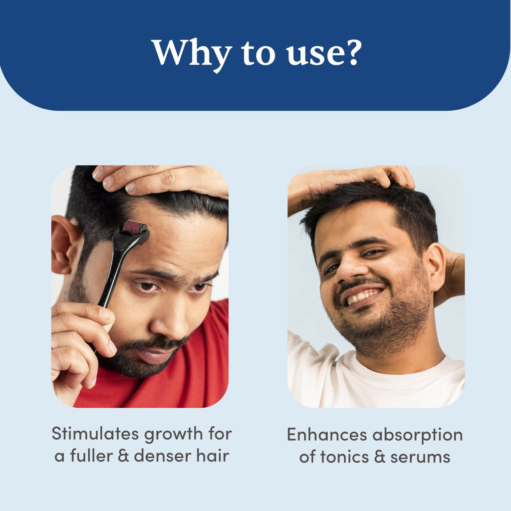 Man Matters Derma Roller 1.00 mm With 540 Titanium Alloy Needles - Promotes Beard Growth & Reduces Acne Scars