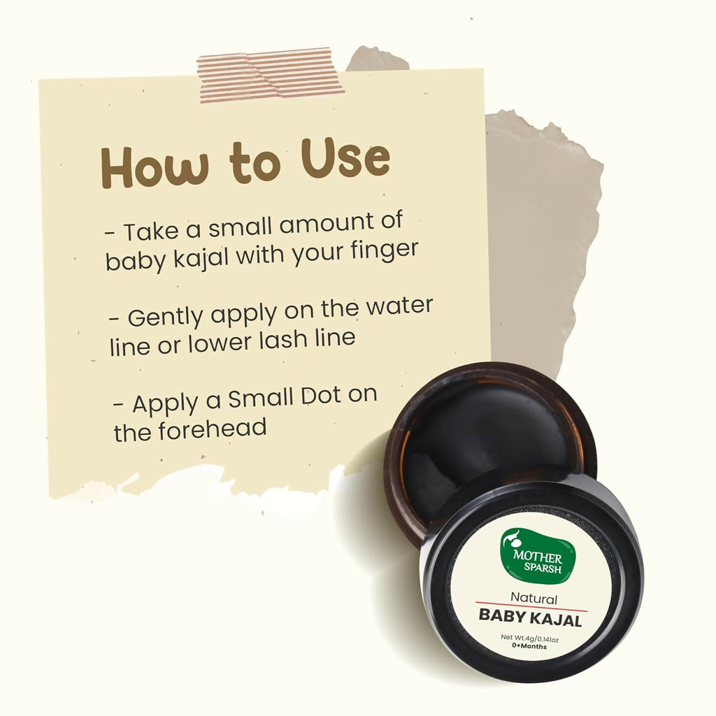 Mother Sparsh Natural Baby Kajal with Zero Lead Content, Irritation Free & Safe for Newborn Babies