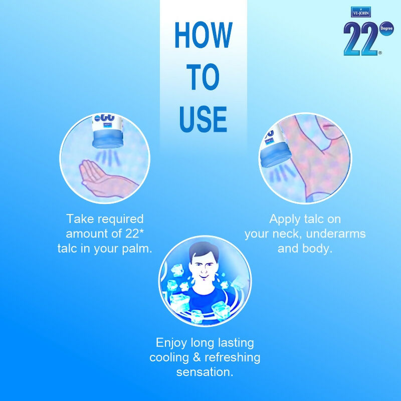 VI-JOHN 22 Degree Cooling Talc Beat the Heat Neem,Sandal and Mint