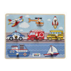 Nesta Toys Wooden Vehicle Jumbo Knob Puzzle (8 Pcs) & Wooden Farm Animal Jumbo Knob Puzzle (8 Pcs)