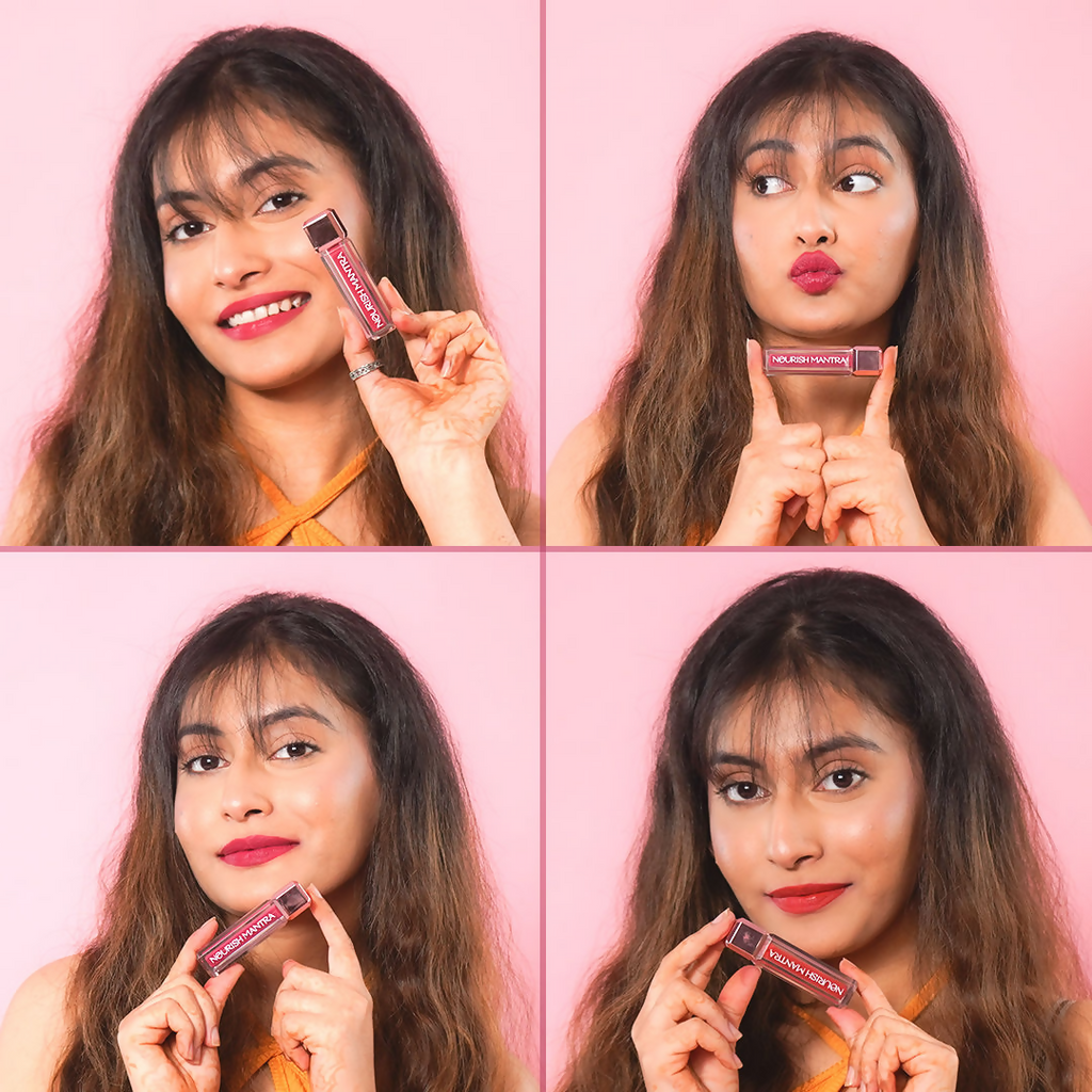 Nourish Mantra Liquid lipstick Creamy Matte with SPF / Water Proof, Smudge Proof Shade-Natkhat Berry