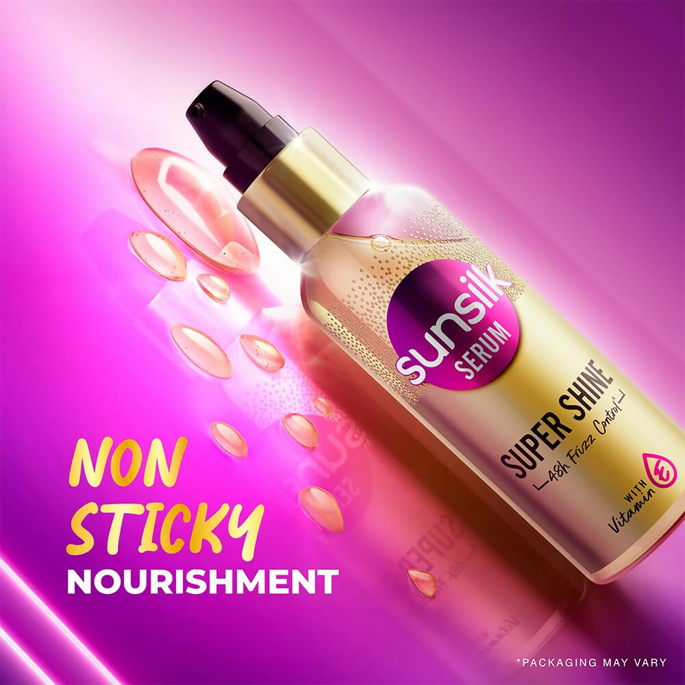Sunsilk Super Shine Hair Serum For Dry Frizzy Hair, Vitamin E Nourishment, 48 hour frizz free