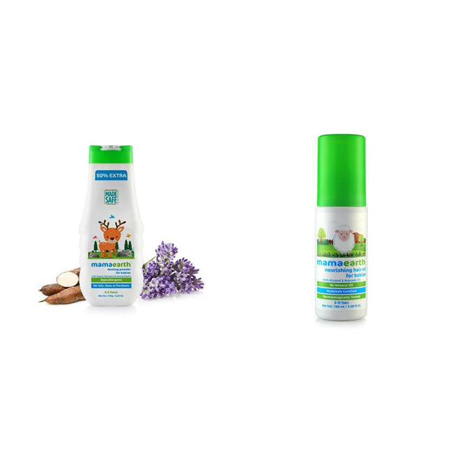 Mamaearth Dusting Powder & Nourishing Hair Oil for Babies Hover Image