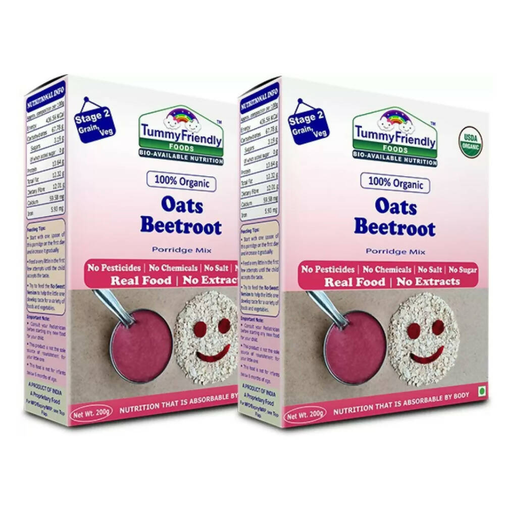 TummyFriendly Foods Certified Organic Oats, Beetroot Porridge Mix for 6 Months Old