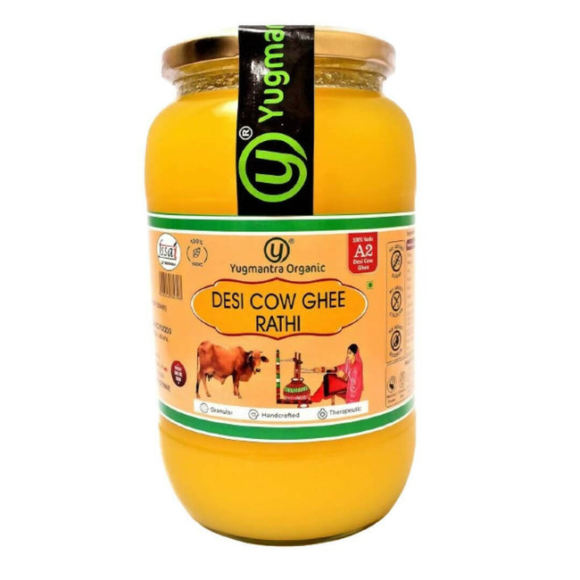 Yugmantra Organic Desi Cow Ghee Rathi | Home Made | Traditional Bilona Method | Curd-Churned | Natural, Pure & Healthy Ghee Hover Image