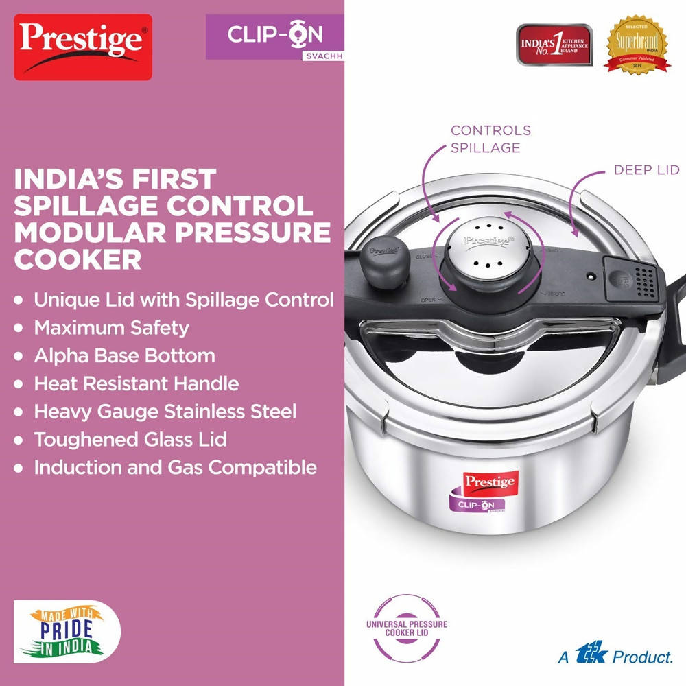 Prestige Stainless Steel Clip On Pressure Cooker