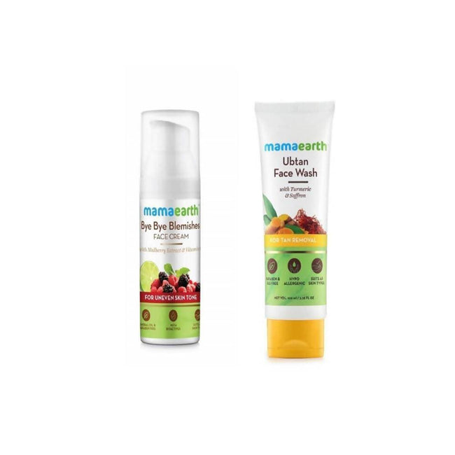 Mamaearth Ubtan Face Wash For Tan Removal & Bye Bye Blemishes Face Cream Hover Image