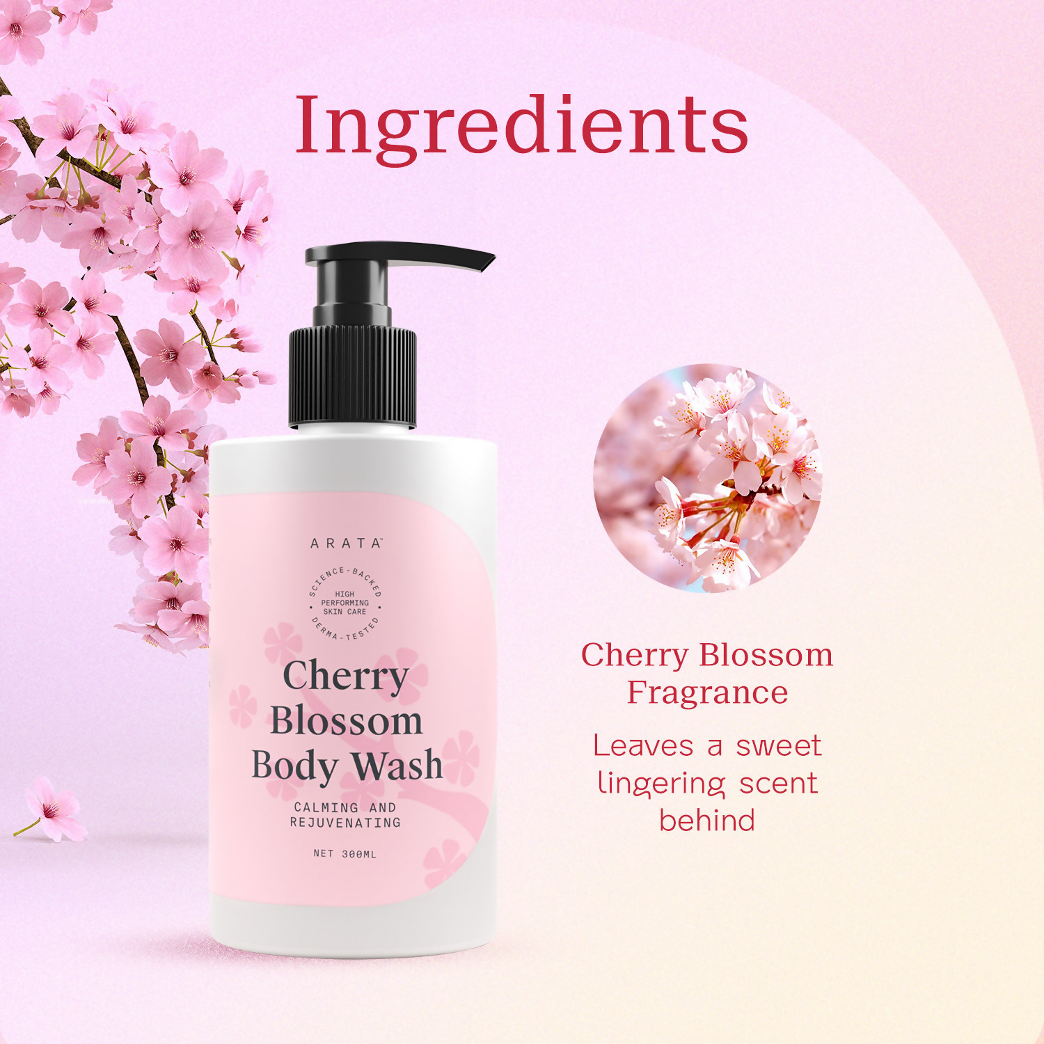 Arata Body Wash Nourishing Calming And Rejuvenating - Cherry Blossom