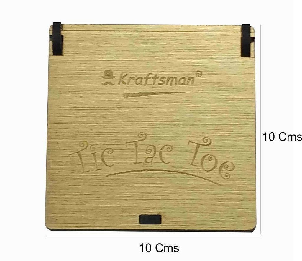 Kraftsman Wooden Tic Tac Toe Portable Game for Kids, Teens and Adults with Golden Mirror Shade Strategy & War Games Board Game
