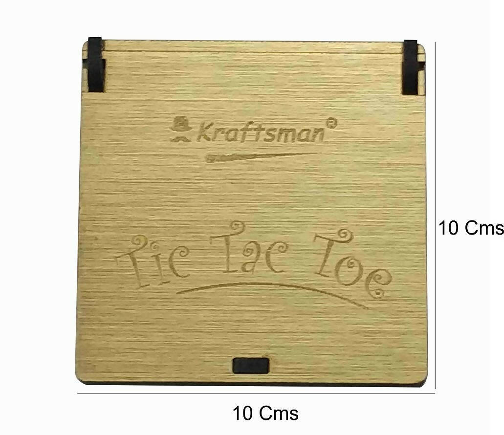 Kraftsman Wooden Tic Tac Toe Portable Game for Kids, Teens and Adults with Golden Mirror Shade Strategy & War Games Board Game
