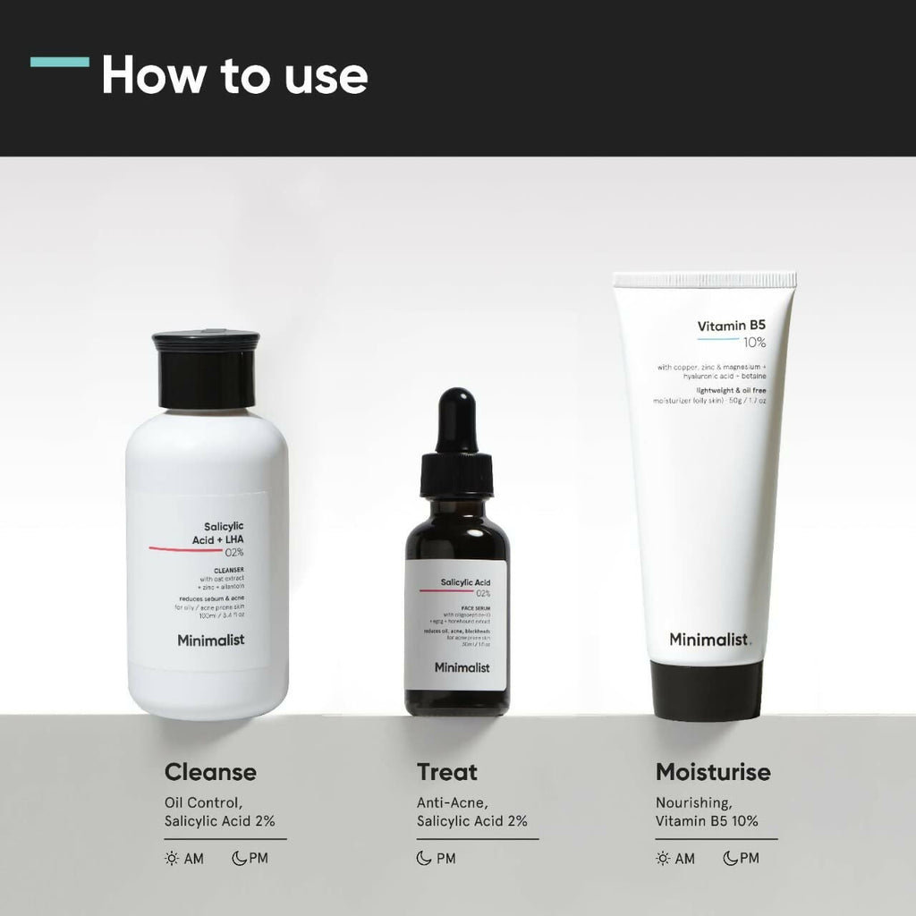 Minimalist Anti-Acne Kit, Skincare Routine Kit - Face Wash, Moisturizer, and Serum