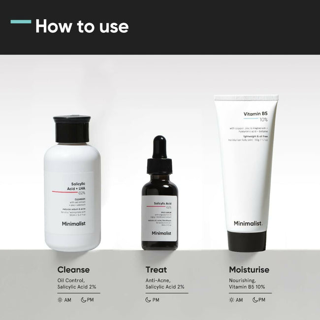 Minimalist Anti-Acne Kit, Skincare Routine Kit - Face Wash, Moisturizer, and Serum Main Image