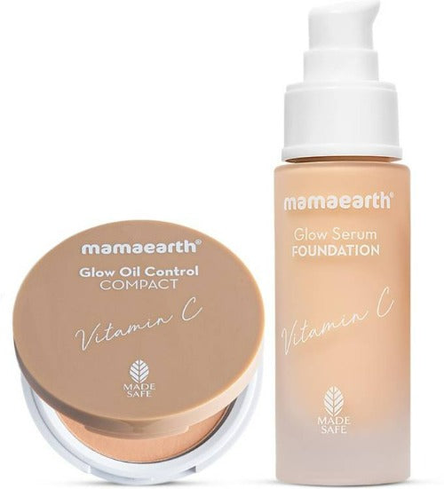 Mamaearth Glow Serum Foundation + Glow Oil Control Compact Combo - Ivory Glow Hover Image