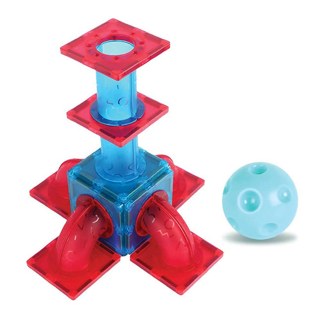 Kipa MagPlay BallRush Magnetic Tiles 101 Pieces with Storage Container Ball Run Set for Kids. 3D Stem Educational Toys. Magnetic Marble Run for Kids Main Image