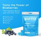 Purna Gummies Biotin Blueberry Flavour Gummies with Vitamin B 12 for Stronger Hair and Nails