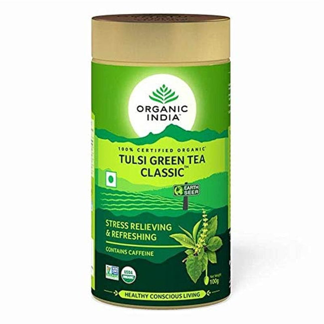 Organic India Tulsi Green Tea Classic Tin Hover Image