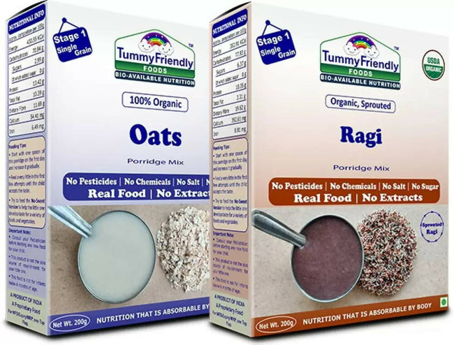 TummyFriendly Foods Organic Oats and Organic Sprouted Ragi Porridge Mixes Combo Hover Image