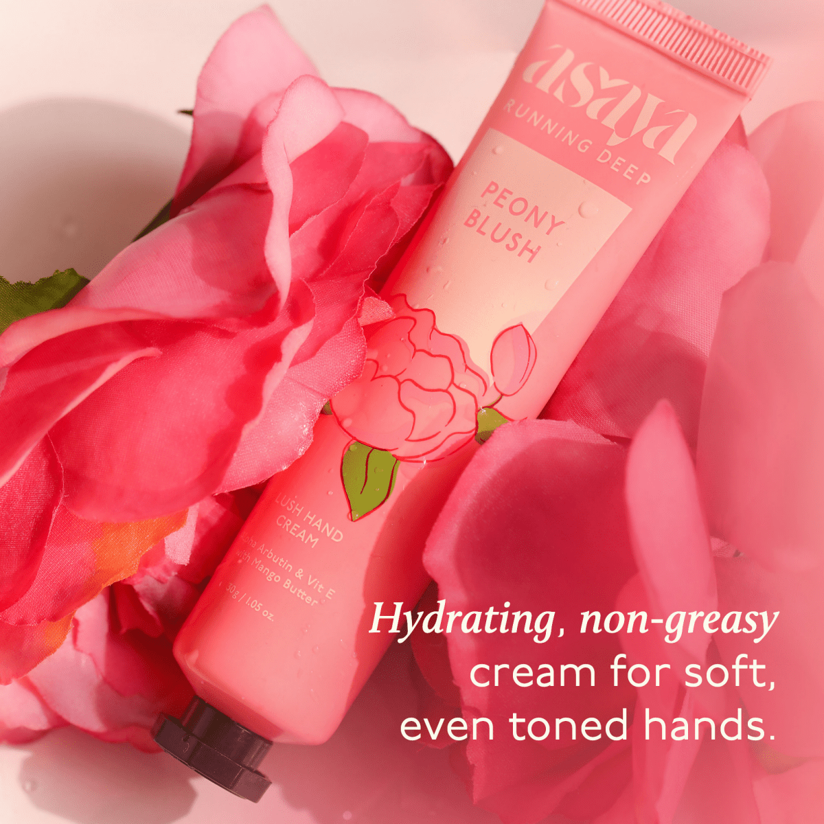 Asaya Peony Floral Hand Cream Softens Dry, Rough Hands For Men & Women