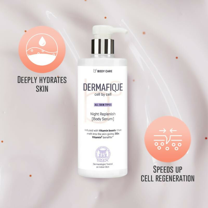 Dermafique Night Replenish Body Serum With 30X Vitamin E, Repairs Skin Cell Damage