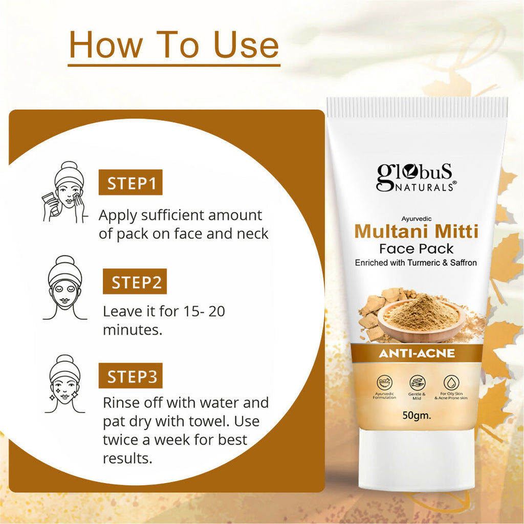 Globus Naturals Anti Acne Multani Mitti Face Pack, For Oily & Acne Prone Skin