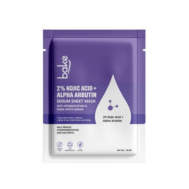 Bake 2% Kojic Acid + Alpha Arbutin Sheet Mask For Glowing Skin & Pigmentation Hover Image