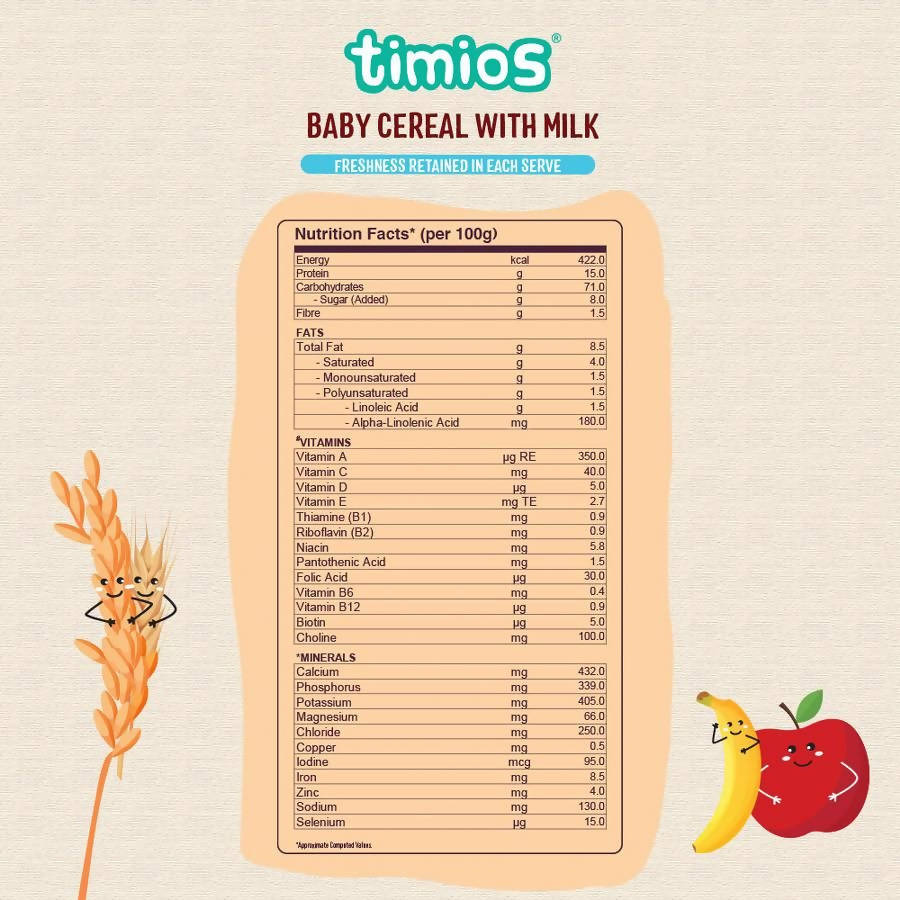 Timios Organic Rice Wheat Mixed Fruit Baby Cereal