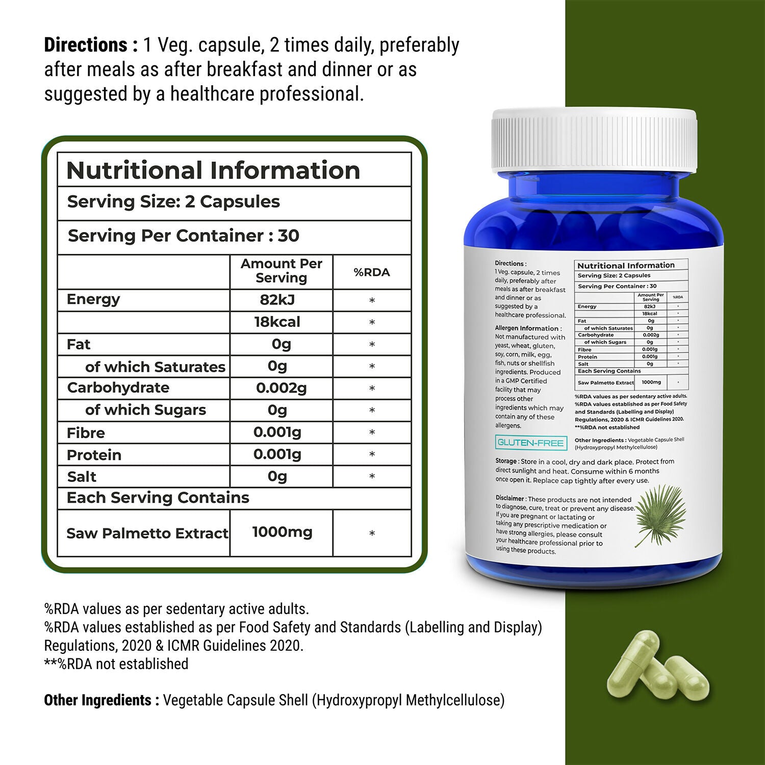 Biovitalia Organics Saw Palmetto Capsules For Hair Growth