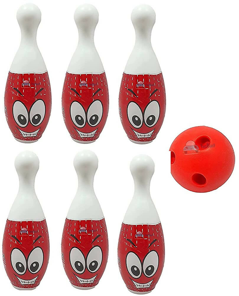 Kipa Proudly Made in India Big Size Plastic Bowling Set 6 pins 2 Balls Large Bowling Toy for Kids Multi Color with Smart Chain Carry Case